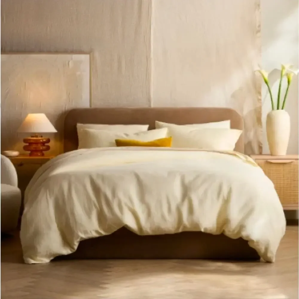 NWOT Quince European Flax Linen Duvet Cover Set 3Pc King/ Cal King Butter Yellow